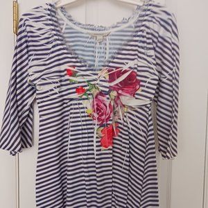 Vintage Boston Proper Womens Striped Tunic Top Size Small